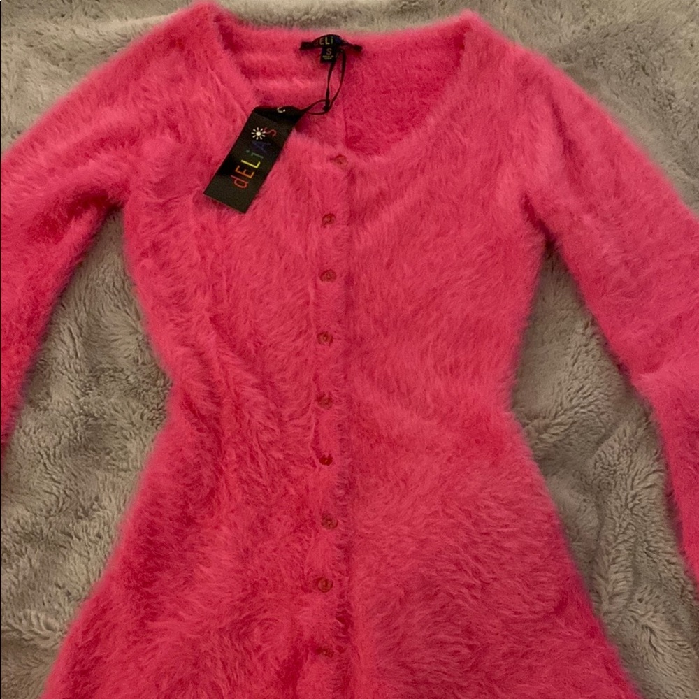 dELiA*s Pink Fuzzy Button Up Romper